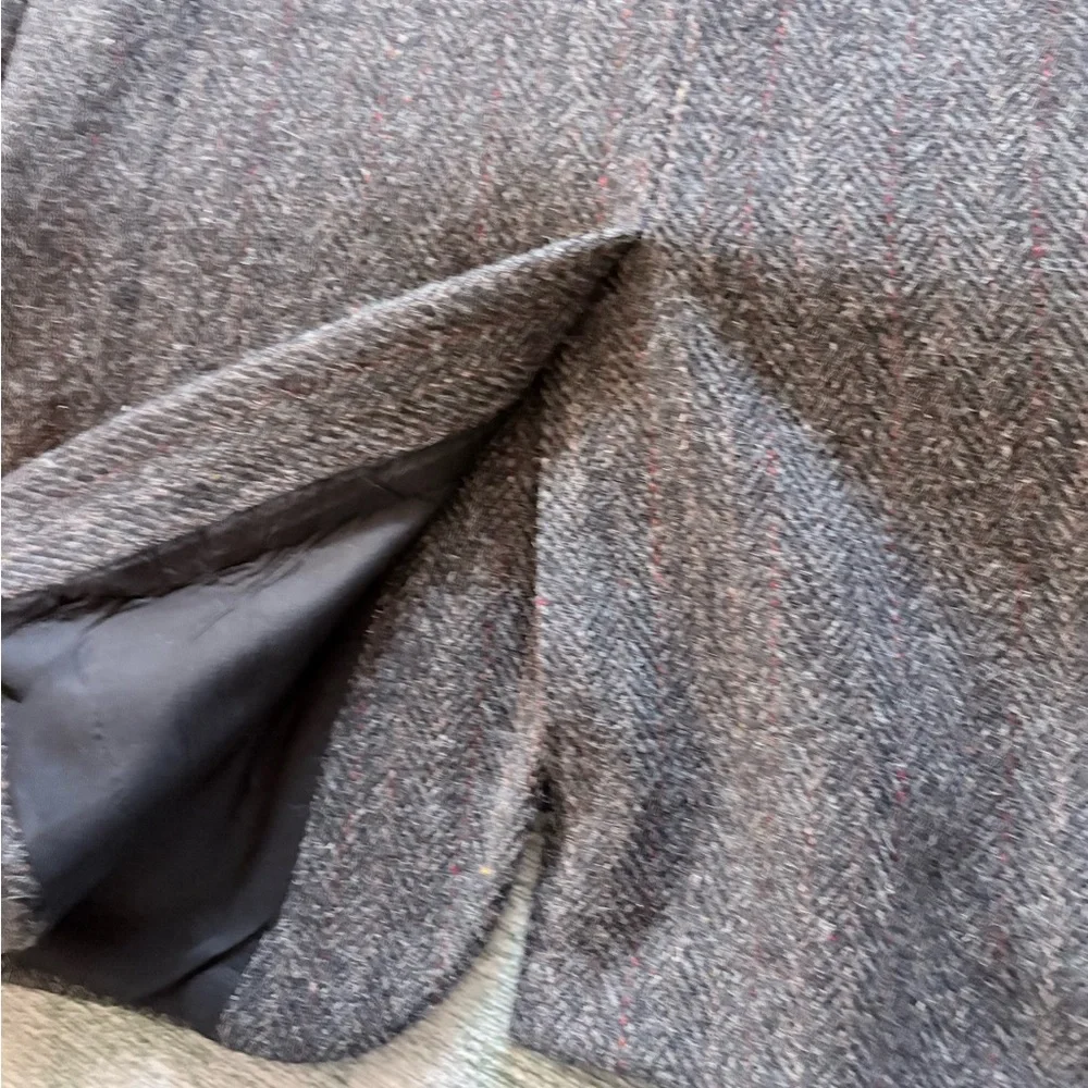 Elegant charcoal and brown with burgundy pinstripe Men's Blazer - Picture 7 of 15